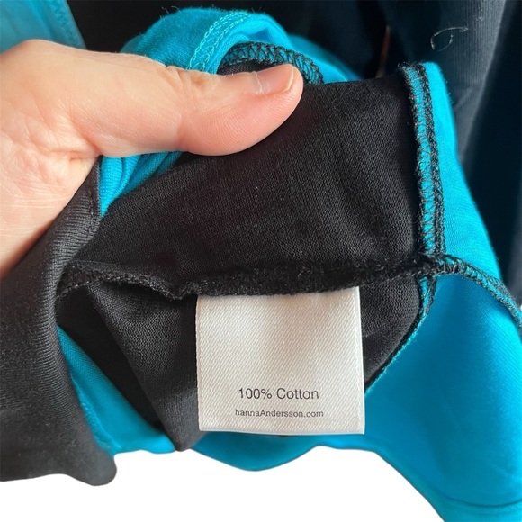 HANNA ANDERSSON ~ Black Long Sleeve Dress with Blue Bow and Trim New - Picture 6 of 8